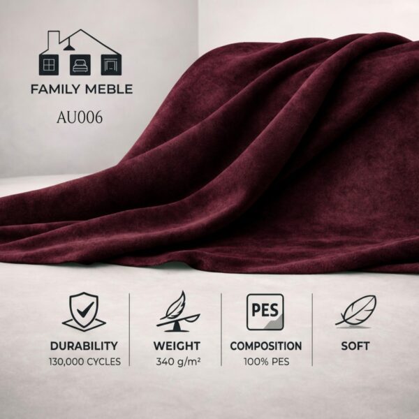 Kanapa sofa rozkładana f spania reg zagłówek burgund Savio 3 os Family — tkanina