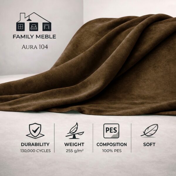Kanapa sofa rozkładana f spania reg zagłówek brązowy Savio 3 os Family — tkanina