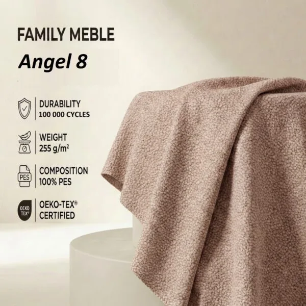 Zestaw wypoczynkowy kanapa sofa rozkładana 2 fotele pudrowy róż Komo Family — tkanina