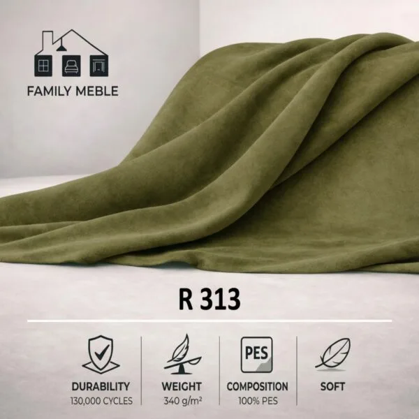 Zestaw wypoczynkowy sofa 2-os 2 fotele zielony khaki Soler Family Meble — tkanina