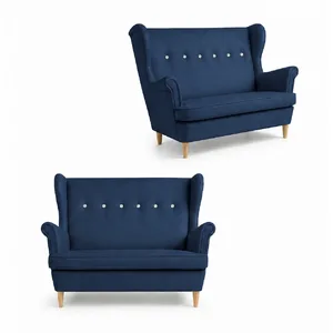 Sofa Kanapa Uszak Skandynawska niebieski Granat Kobalt Ari Family Meble