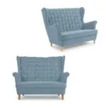 Sofa Kanapa Uszak Skandynawska fuksja pink welur sprężyn Carol Family Meble — niebieski – Royal 48