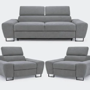 Zestaw wypoczynkowy sofa 2 fotele różowy welur salonu Savio Family Meble - 21