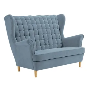 Sofa Kanapa Uszak Skandynawska fuksja pink welur sprężyn Carol Family Meble - niebieski – Royal 48