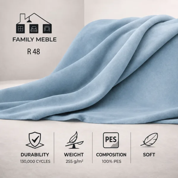 Zestaw wypoczynkowy sofa 3 kanapa fotele błękitny welur Savio Family Meble — tkanina